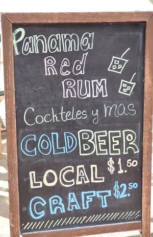 Panama drink prices at a bar in the Casco Viego historic section of Panama City. One of the cheapest places to drink in the world.