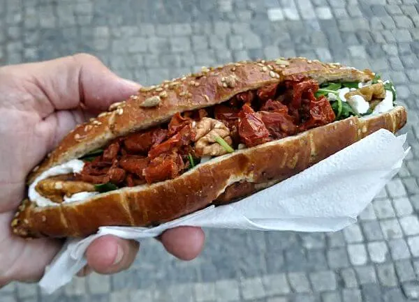 $2 sandwich in Prague, Czech Republic