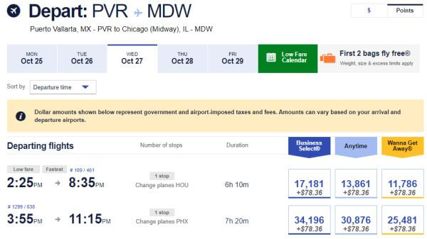Southwest frequent flyer points redemption