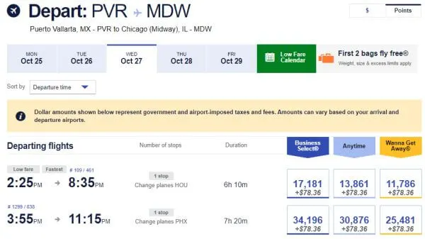 Southwest frequent flyer points redemption