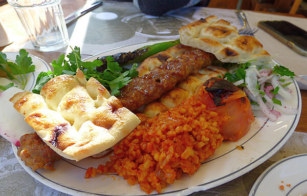 Turkish kebab and bulgur