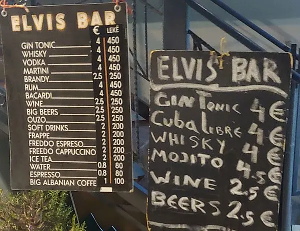 Albanian drink prices