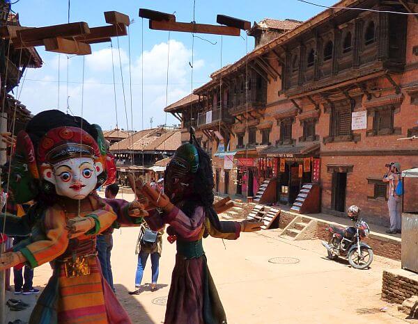 shopping in Bhaktapur puppets