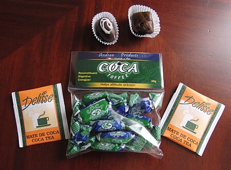 coca tea and candy in Peru