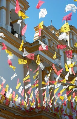 San Cristobal de las Casas Magic Town decorated church in Chiapas, Mexico