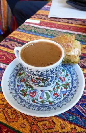 Turkish coffee and baklava in Atakoy, on the Asian side of Istanbul