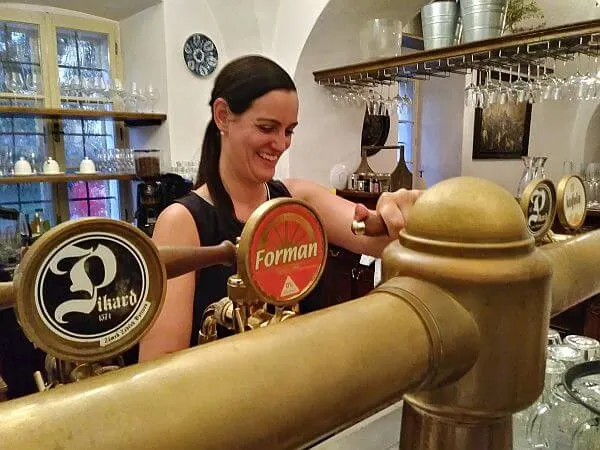 Czech pub bartender local beer