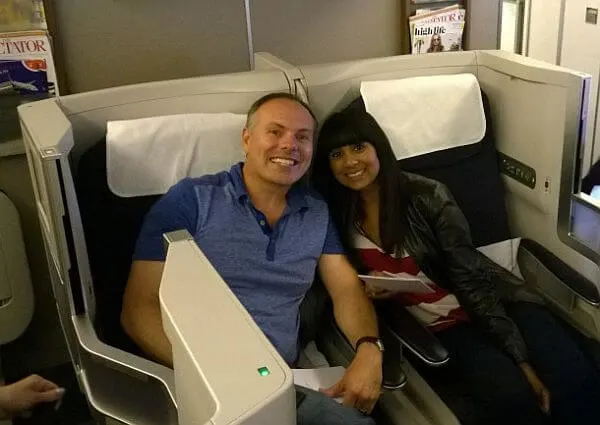 John and Natalie DiScala traveling in business class
