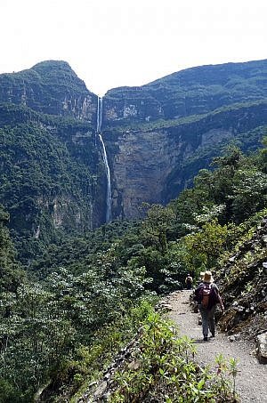 Approaching Gocta Falls of Peru from the hiking trail