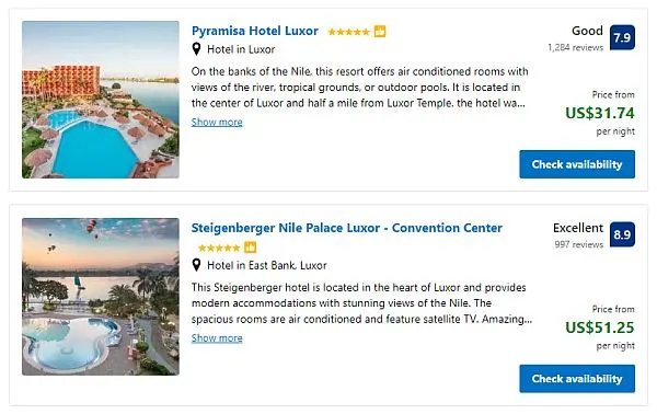 Egypt hotel prices
