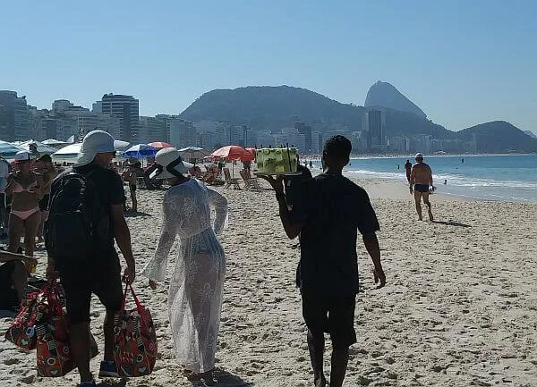 Drinks on the Copacabana beach in Rio de Janeiro, Brazil