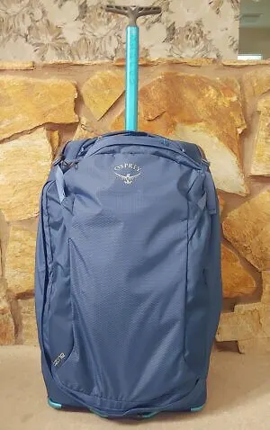 Osprey Packs Ozone 26-in rolling suitcase that holds 75 liters, guaranteed for life. 