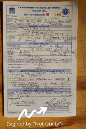 Mexican traffic ticket