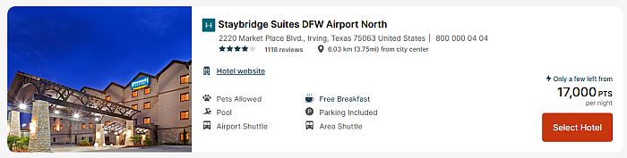 free stay at an airport hotel in Dallas with IHG points